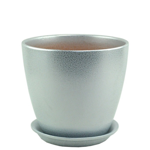 Горшок Глянец бутон мет.бел/сер.15см 1.7л