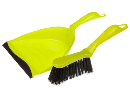 Щетка-сметка+совок с резинкой (набор) салат. 43-322065