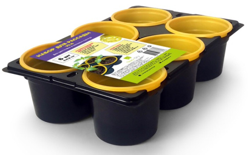 Набор д/рассады v9.6 (6 горшков 9*6.8см+подставка)