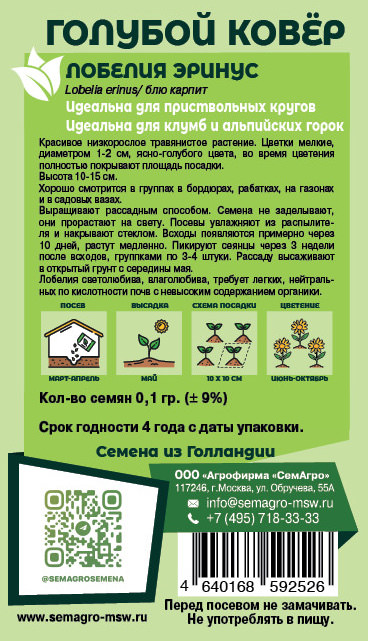 Лобелия Голубой ковер о