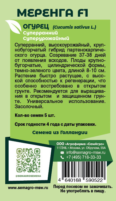 Огурец Меренга F1 о