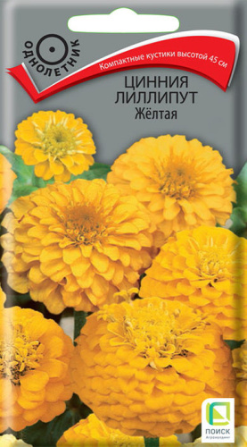 Цинния Лиллипут Желтая