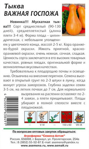 Тыква Важная госпожа 2г Тыква Важная госпожа 2г