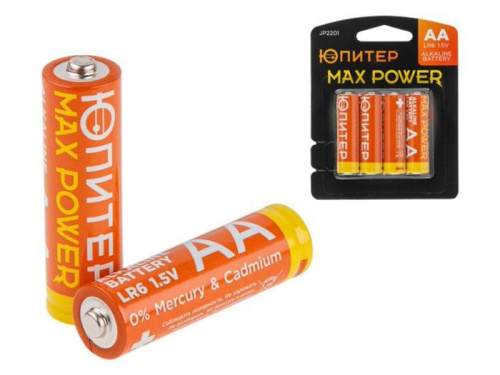 Батарейка AA LR6 1,5V alkaline 4шт. ЮПИТЕР MAX POWER, арт.JP2201/12