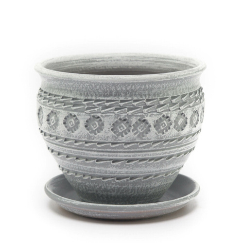 Горшок Кружева серые чугунок d16h13см 1.4л