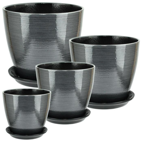 Горшок Глянец бутон графит 5л d21h21  4 из 4-х