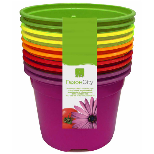 Горшок  0.48л 10,5*8см круг.ДУО разноцв.(1уп-10шт)