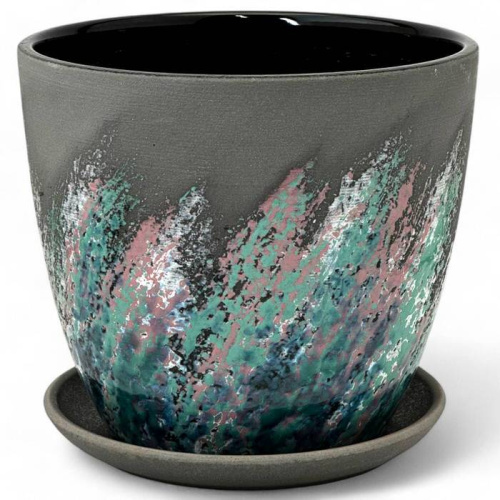 Горшок крокус живопись черн.N3 2.9л 18см