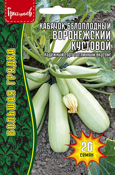 Кабачок Воронежский белоплодный кустовой