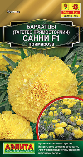 Бархатцы Санни F1 примароза прямостоячие Золотая серия
