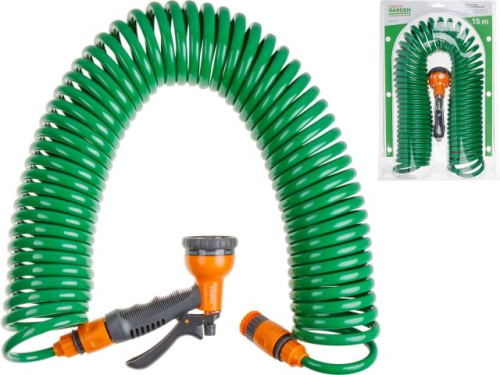 Шланг удлиняющийся витой 15м+полив.набор ST6012-09