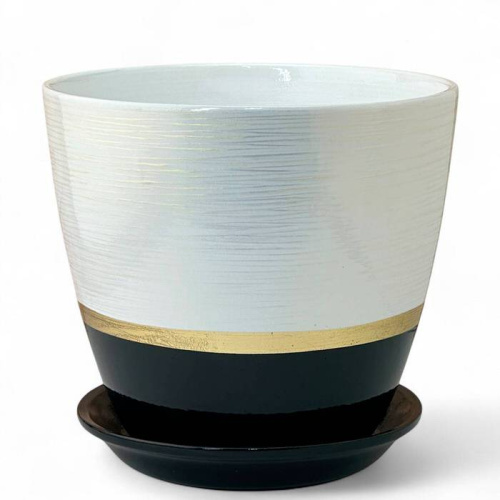 Горшок Поталь бутон эстет золото/чер. 3.2л 18см 3 из 4-х 