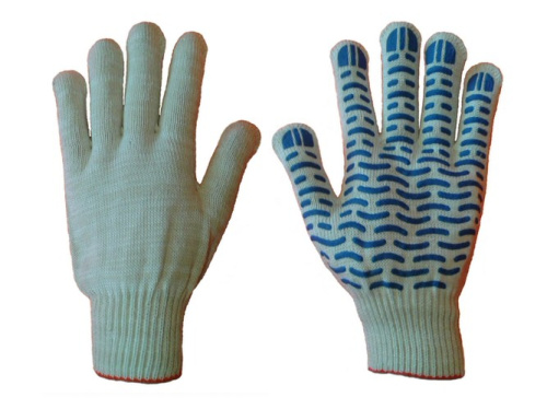 Перчатки х/б 10кл. ЛЮКС с ПВХ ВОЛНА 1 пара