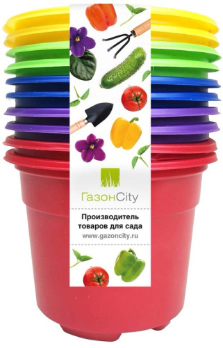 Горшок  0.3л 9*6,8 см круг.ДУО разноцветн.(1упак-10шт)