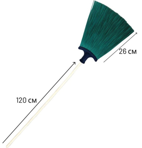 Метла синтетич. плоская 275*290мм с дер. черенком 1200мм