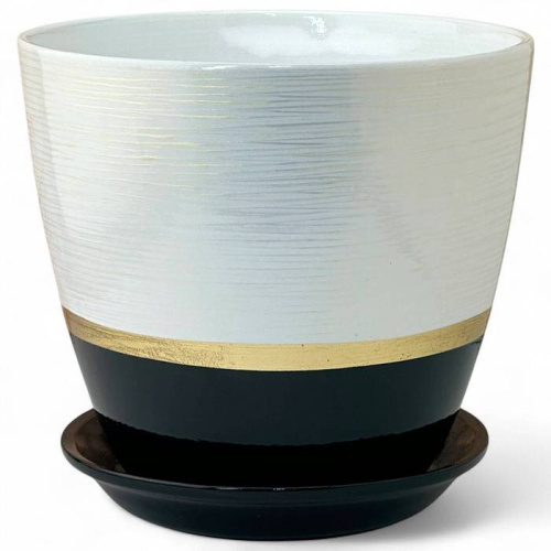 Горшок Поталь бутон эстет золото/чер. 5л 21см 4 из 4-х